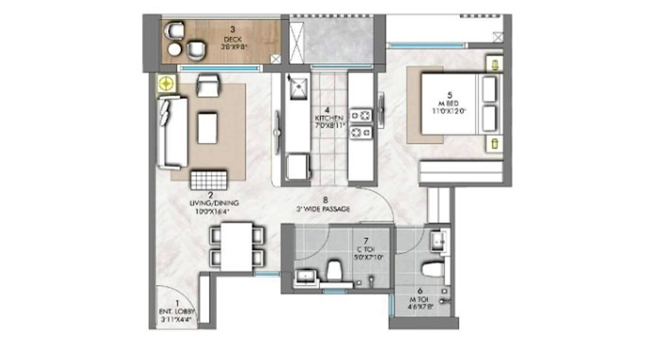 Rustomjee Urbanv Woods 1 BHK Floor Plan Rustomjee Urbanv Woods 1 BHK Floor Plan